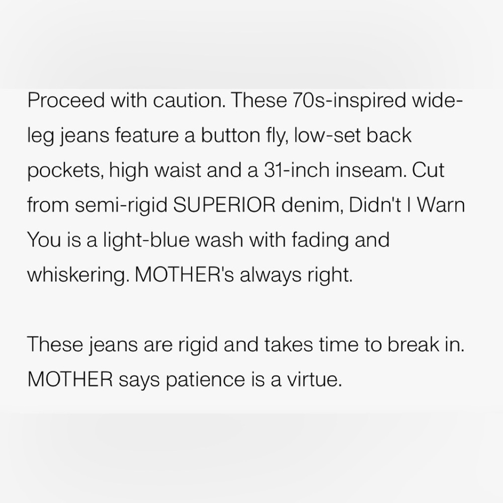 Mother The Ditcher Roller Skimp Size 29 NWT - Picture 5 of 14